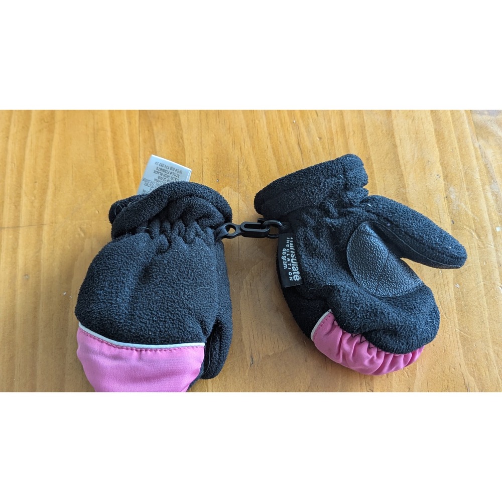Thinsulate Kids Fleece‎ Mittens Black Pink 40g Insulation FT39A679 One Size